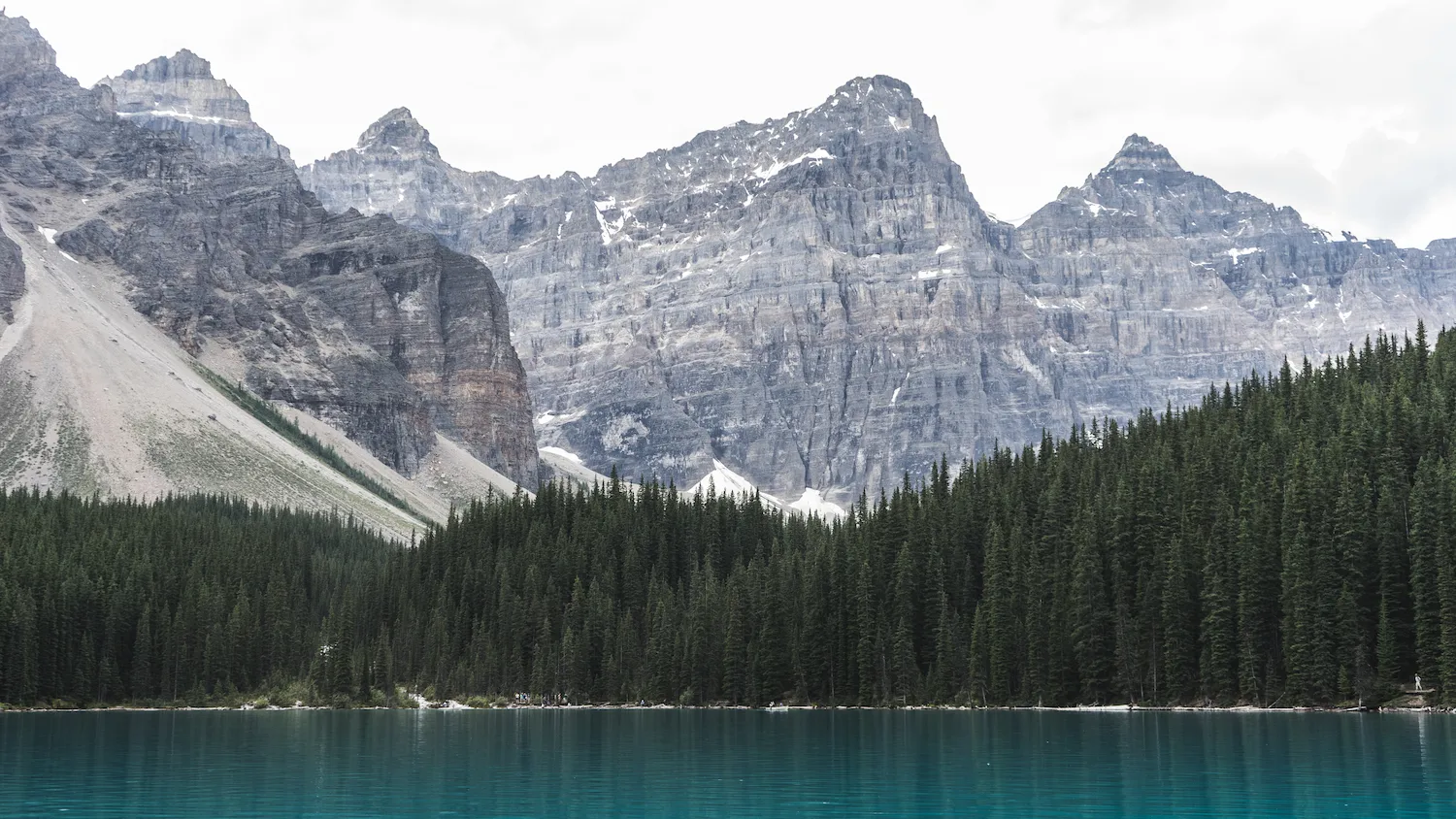 Photo of glacial peaks in the Canadian Rockies.